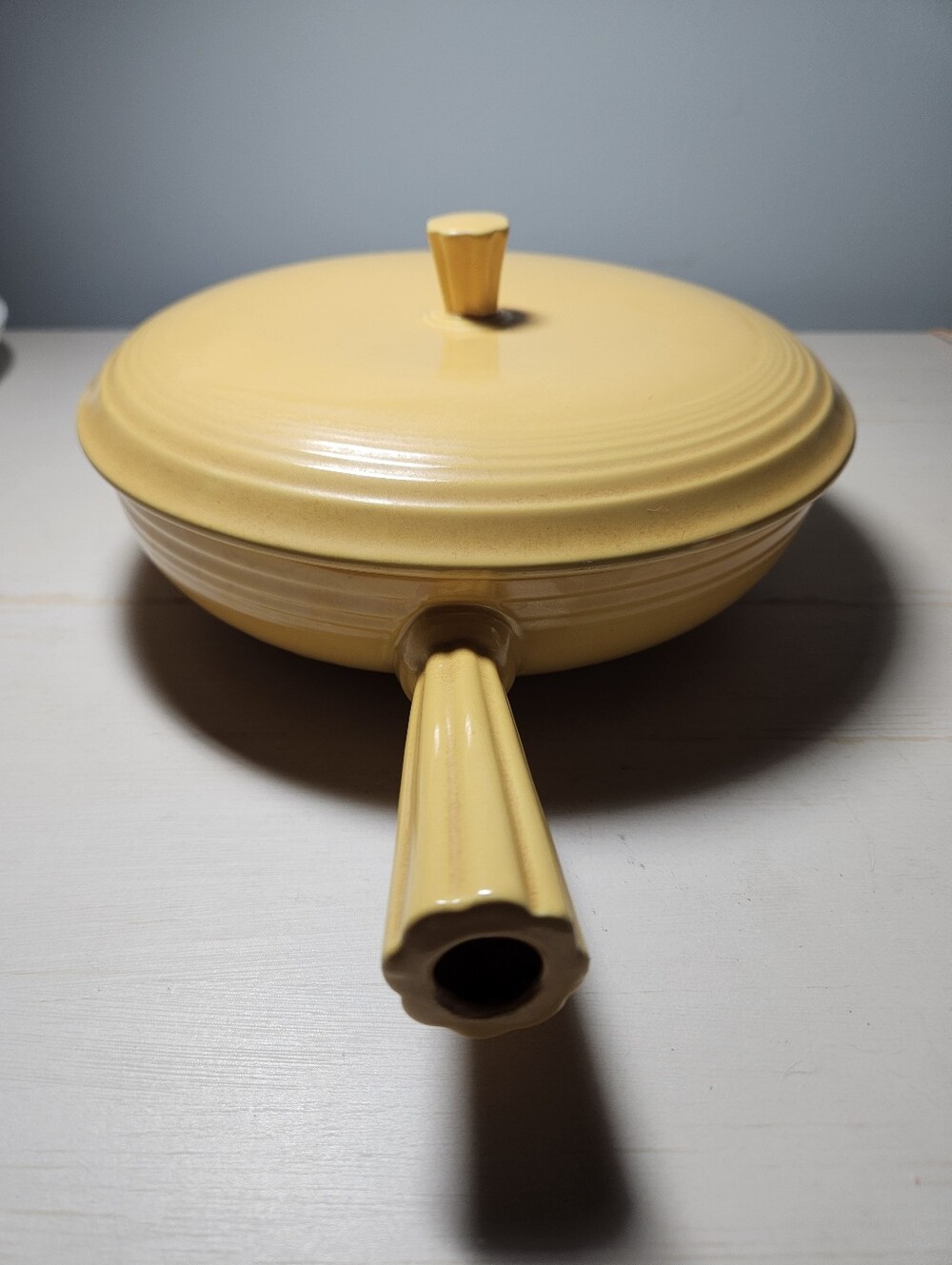 Vintage Fiesta Yellow Round French Covered Casserole Rare Promotional Piece 1940